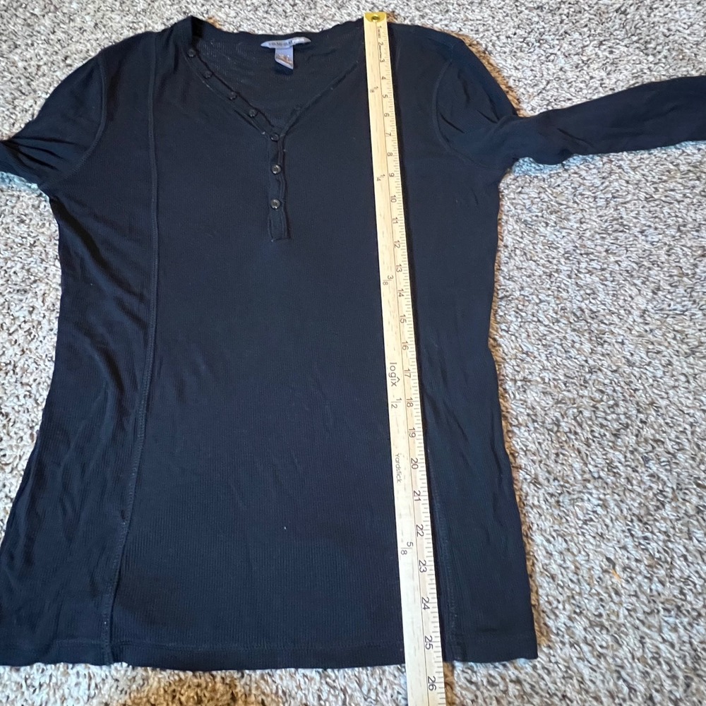 HM Black Ribbed Henley Long Sleeve Top Tencel Lyocell Blend Small - Picture 5 of 6